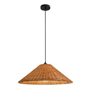 LLHZSY Farmhouse Straw Hat Hand Woven Pendant Chandelier with Natural Rattan Shade-23 3/5" - 1 of 4