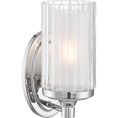 Possini Euro Design Modern Wall Light Sconce Polished Nickel Hardwired 10 1/4" High Fixture Double Glass for Bedroom Bathroom