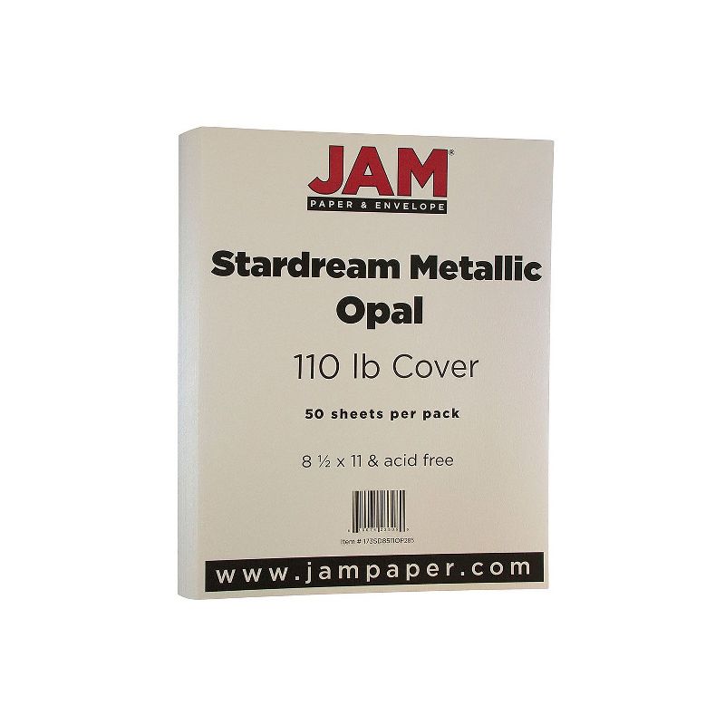 JAM Paper Metallic 110lb Colored Cardstock 8.5 x 11 Opal Ivory Stardream 173SD8511OP285, 1 of 3