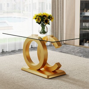 NicBex Dining Table 63" Modern Minimalist Rectangular Dining Table with MDF OC-Shaped Bracket - 1 of 4