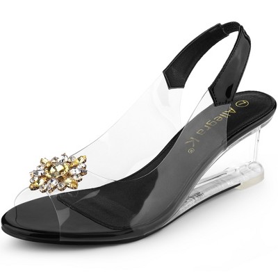 Clear wedge hot sale heel sandals