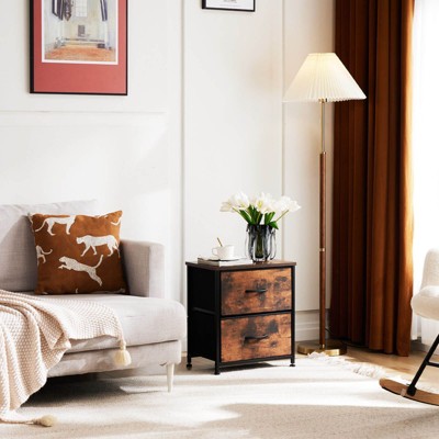 CENGHU Dresser for Bedroom with 2 Drawers, Chest Organizer Unit for Bedroom with Fabric Bins, Metal Frame and Wood Top