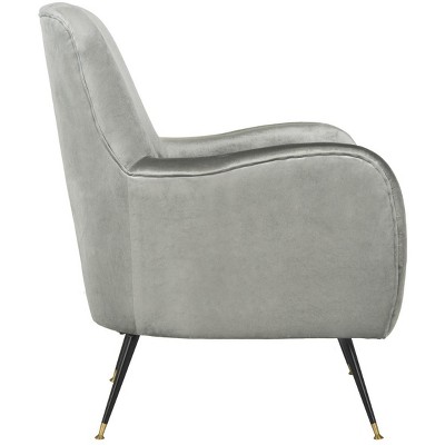 Elegant Transitional Beige Velvet Accent Chair with Gold Cap Legs