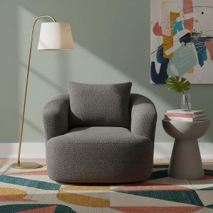 Merax 360° Swivel Barrel Accent Chair with A Throw Pillow - 1 of 4