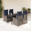 vidaXL Patio Dining Set with Cushions Outdoor Garden Seating Gray Poly Rattan - 55.1" Table Length Without Footrest 4 Items - 2 of 4