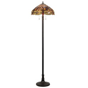 Chloe Lighting Dragan Tiffany-style 3 Light Dragonfly Floor Lamp 18" Shade - 1 of 4
