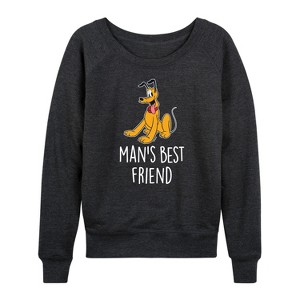 Women's - Disney - Man's Best Friend Lightweight French Terry Wide Neck Long Sleeve Shirt - 1 of 4