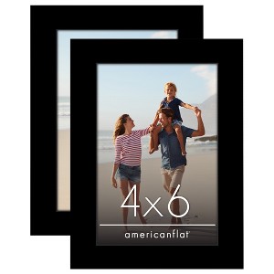 Americanflat 4x6 Picture Frame with Easel Stand - Composite Wood with Glass Cover (2 Pack) - 1 of 4