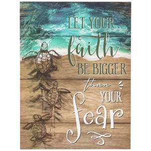Northlight 16" Sea Turtles "Let Your Faith Be Bigger Than Your Fear" Wall Sign - 1 of 4