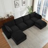 Corduroy Convertible U-Shape Sectional Sofa with Ottoman, Cloud-Style Plush Sleeper Couch with No Assembly Required - 3 of 4