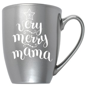 Elanze Designs Very Merry Mama Grey 10 ounce New Bone China Coffee Cup Mug - 1 of 4