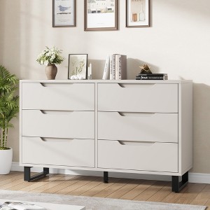 Garvee 6 Dresser for Bedroom, 47.2" Wide Dresser, Freestanding Vertical Drawer Cabinet with Storage, Wooden Closet Storage Chest for Bedroom - 1 of 4
