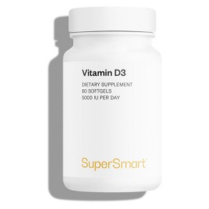 SuperSmart Vitamin D3 5000 IU per Day (125mcg) - High Potency & Bioavailability - with Sunflower Oil | Non-GMO & Gluten Free - 60 Softgels - 1 of 1