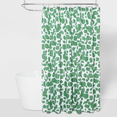 Microfiber Shower Curtain Green White, Green And White Shower Curtain