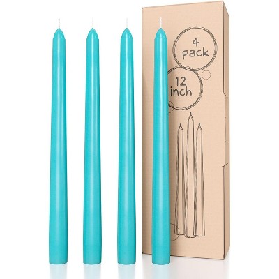 12 inch Taper Candles Set of 4 - Dripless and Smokeless Candle Unscented - Slow Burning Candle Sticks