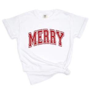 Simply Sage Market Merry Varsity Thick Outline Garment Dyed Tee - 1 of 4
