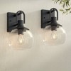 360 Lighting Thompson 12 1/4" High Modern Outdoor Wall Light Fixture Mount Porch House Exterior Set of 2 Weatherproof Black Metal Clear Glass Shade - 2 of 4