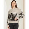 INSPIRE CHIC Women's Striped Pullover Crewneck Long Sleeve Cable Knitted Sweater - 2 of 4