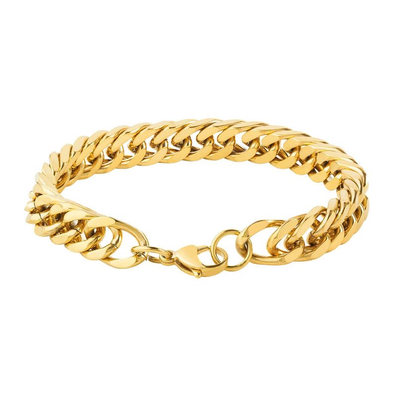 Men's West Coast Jewelry Goldtone Stainless Steel 8-Inch Curb Link Chain Bracelet, 2 of 5
