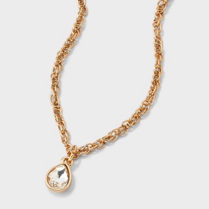 Singapore Chain Teardrop Pendant Necklace - A New Day™ Gold - 1 of 4