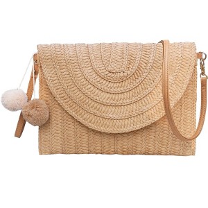 Straw Shoulder Bag For Women Woven Purse Beach Envelope Clutch Straws Wallet (Brown) - 1 of 4