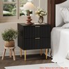 1/2 Pack Modern Nightstand with USB Charging Station, Gold & Wood Fluted Bedside Night Stand with 2 Drawers - 2 of 4