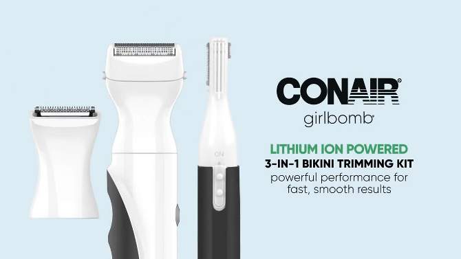 Conair Girlbomb Lithium Ion-Powered 3-in-1 Bikini Trimming Kit - 5ct, 2 of 8, play video