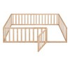 CAVINAS Twin Size Bed Frame, Wood Daybed Frame with Fence and Door, Floor Bed for Kids, Teens, Girls, Boys, Floor Platform Bed - 4 of 4