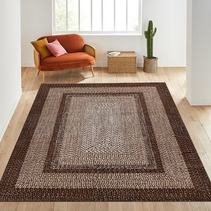 Braided Area Rug with Non-Slip Backing, Modern Accent Carpet for Bedroom, Living Room, Dining Room & Hallway, Foldable Low Pile Throw Rug - 1 of 4