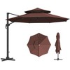Outsunny 10.8' Offset Patio Umbrella with Base, Aluminum Cantilever Umbrella with 360-degree Rotation, Tilt, 8 Ribs, Crank Included, Brown - 4 of 4