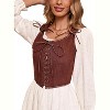 Acekool Women’s Vintage Lace-Up Corset Vest – Floral Embroidered, Sleeveless Pirate Waistcoat, Adjustable Boho Festival Top - 2 of 4