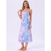 cheibear Women's Sleeveless Spaghetti Strap Midi Cami Tank Sleepdress - 2 of 4