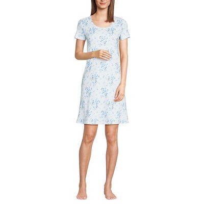 Lands' End Women's Cotton Short Sleeve Knee Length Nightgown