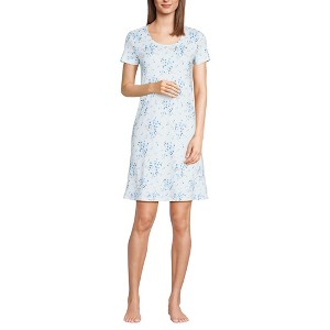 Lands' End Women's Cotton Short Sleeve Knee Length Nightgown - 1 of 4