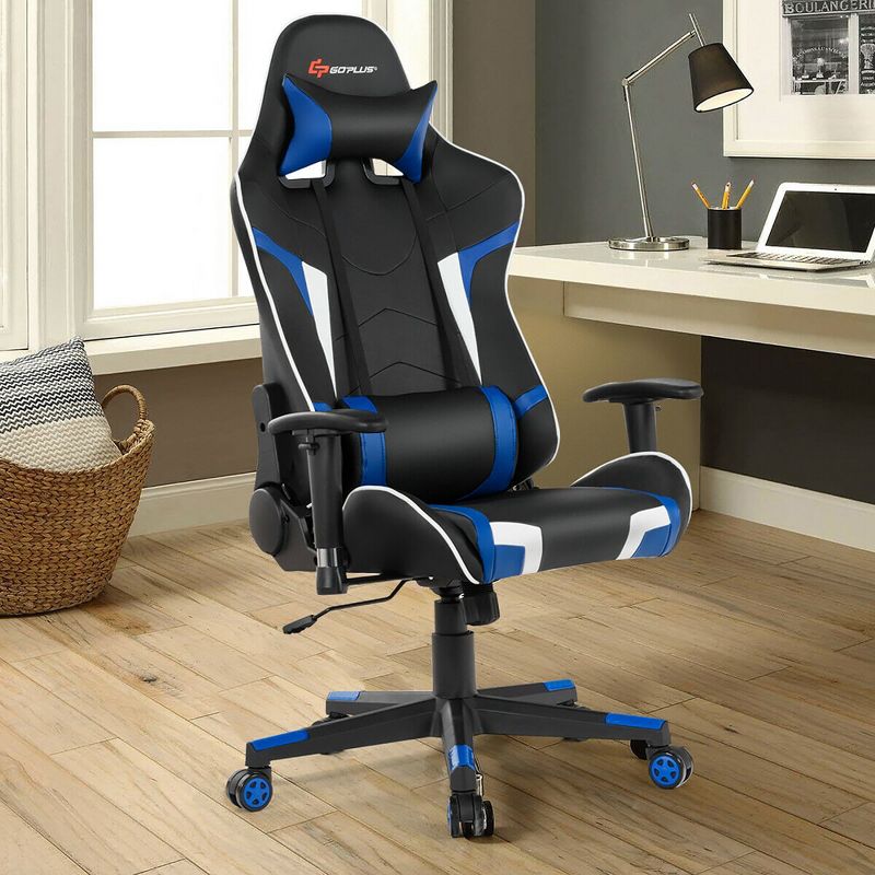 Costway Massage Gaming Chair Reclining Swivel Racing Office Chair w/Lumbar Support, 2 of 14