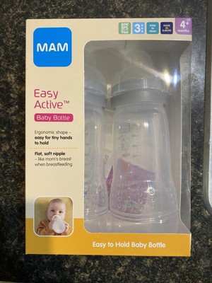  MAM Easy Active Bottle - Botella de 11 onzas (2 unidades),  botellas de flujo rápido, para más de 4 meses, unisex, gris : Bebés