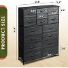 Dresser 15-Drawer Fabric Storage Tower Chest for Bedroom, Closet, Hallway, Entryway with Deep Drawers Organizer Unit, Charcoal Black Wood Grain Print - 3 of 4