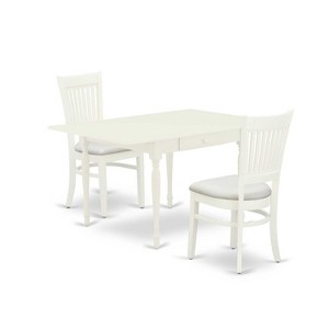 HomeStock 3-Pc Linen White Finish Rectangular Solid Wood Top With Dropleaf Dining Table Set - 1 of 4