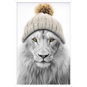 Trends International Sasha - Lion In Winter Framed Wall Poster Prints - 1 of 4