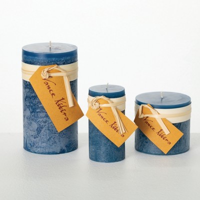 English Blue Timber Pillar Candles Kit - Set of 3