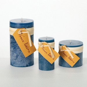 English Blue Timber Pillar Candles Kit - Set of 3 - 1 of 4