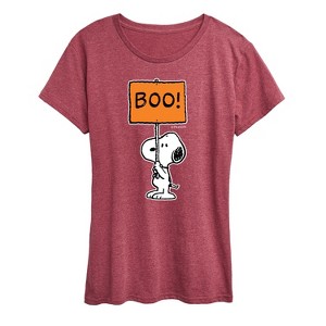 Women's - Peanuts - Snoopy Boo Sign Short Sleeve Graphic T-Shirt - 1 of 4