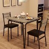 Jojoka Space-Saving 3-Piece Rectangular Dining Table Set for 2 with Upholstered Cushioned Chairs, Compact Kitchen and Dining Room Furniture, Black - 3 of 4