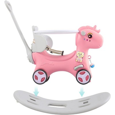 Acekool Toddler Rocking Bike - 3-in-1 Ride-On Toy with Push Handle & Sounds