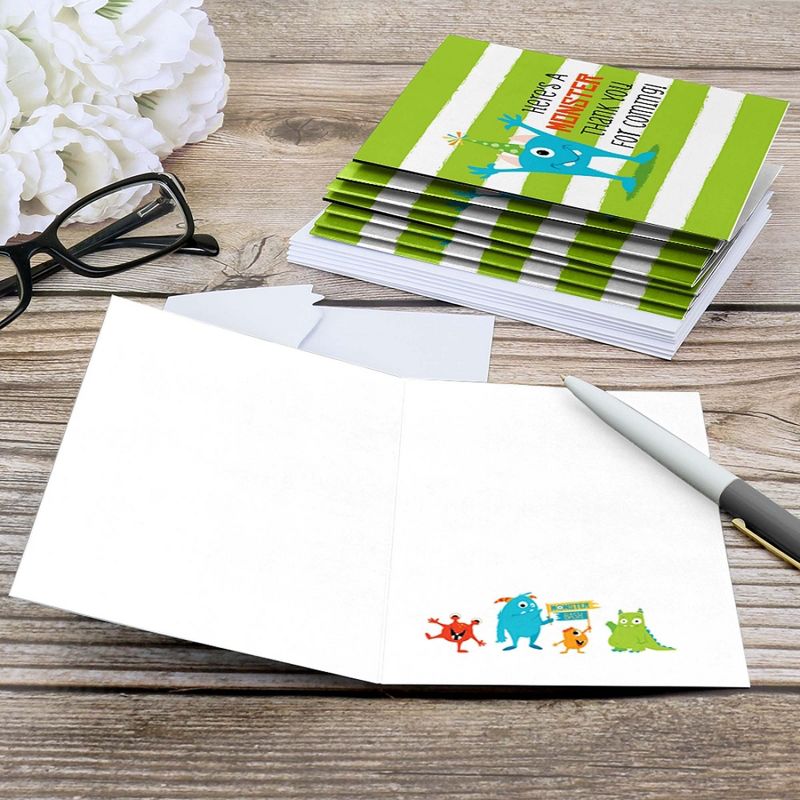 Big Dot of Happiness Monster Bash - Little Monster Birthday Party or Baby Shower Thank You Cards (8 count), 4 of 6