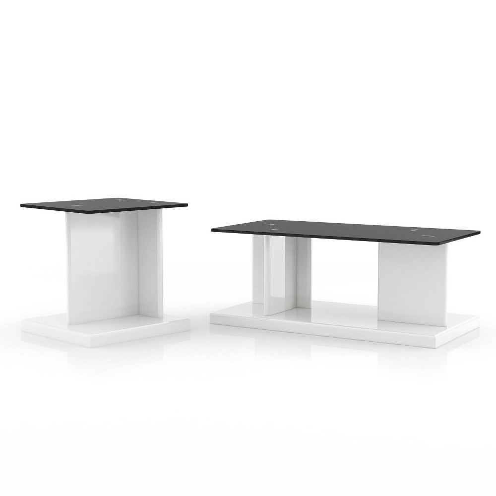 2pc Montreaux Living Room Set: Smoked Glass, MDF & Paper Veneer - miBasics