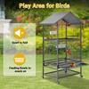Large Brid Cage, Wrought Iron Bird Fight Cage for Parakeet Conure Cockatoo, Outdoor Bird Cage with Wheels, 4 Perches, 4 Feed Bowls, Black - 4 of 4