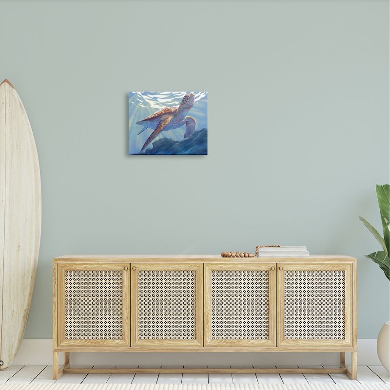 Stupell Deep Ocean Sea Turtle Gallery Wrapped Canvas Wall Art, 3 of 5