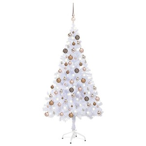 Aghana Digitals 47.2" Pre-lit Snowy White PVC Christmas Tree with 230 Branches, LED Lights, Peak & - 1 of 4