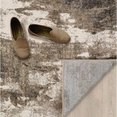 Abstract Elegance Beige Synthetic 9' x 12' Area Rug